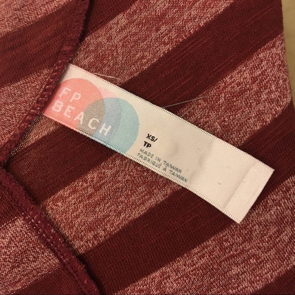 FREE PEOPLE BEACH Movie Date maroon striped tunic oversized XS - Picture 4 of 8